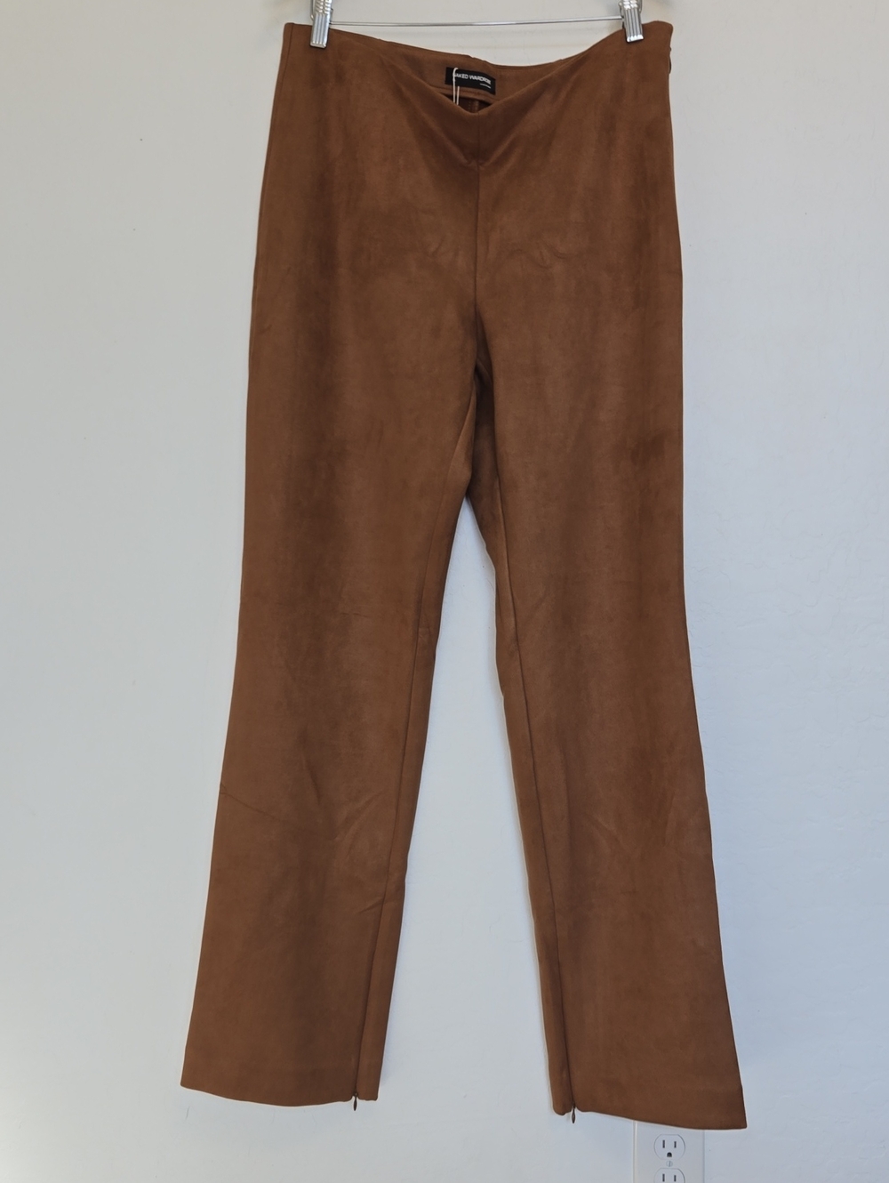 Naked Wardrobe Faux Suede Straight Leg Pants Mocha Brown Neutral Womens XL NWT - Picture 4 of 13